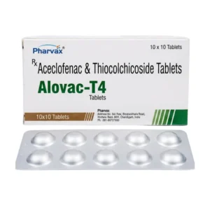 Alovac-T4 Aceclofenac and Thiocolchicoside Tablets, PCD Franchise Product by Pharvax Biosciences