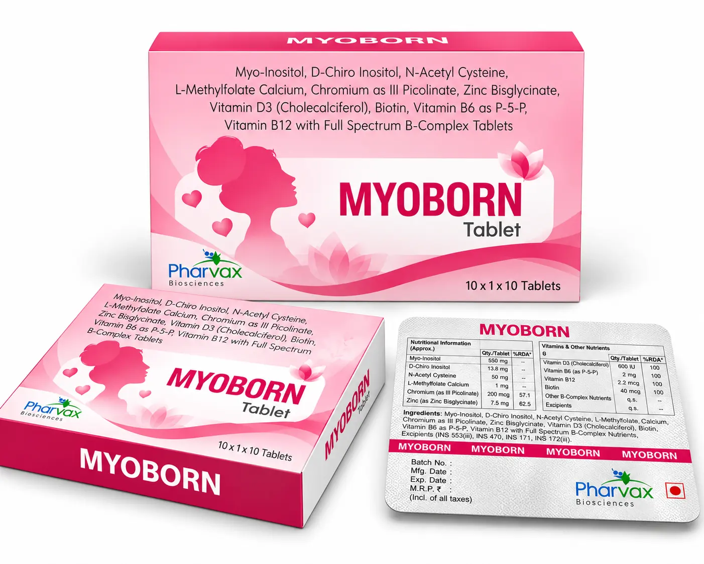 Myo-Inositol D-Chiro Inositol N-Acetyl Cysteine L-Methylfolate Calcium Tablets PCD Pharma Franchise