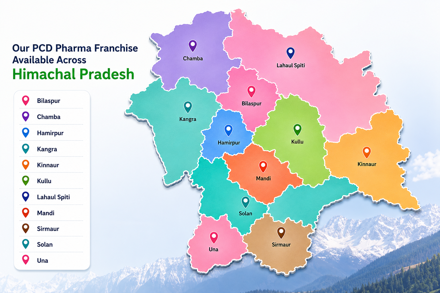 Other Locations Available For PCD Pharma Franchise In Himachal Pradesh