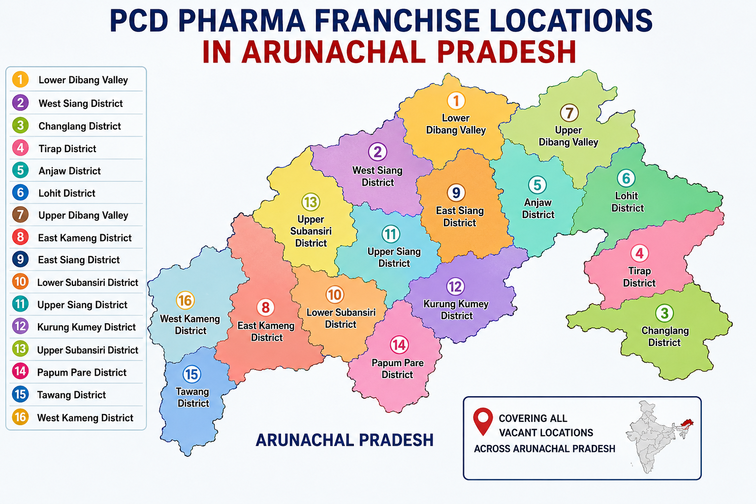 Locations For PCD Pharma Franchise in Arunachal Pradesh