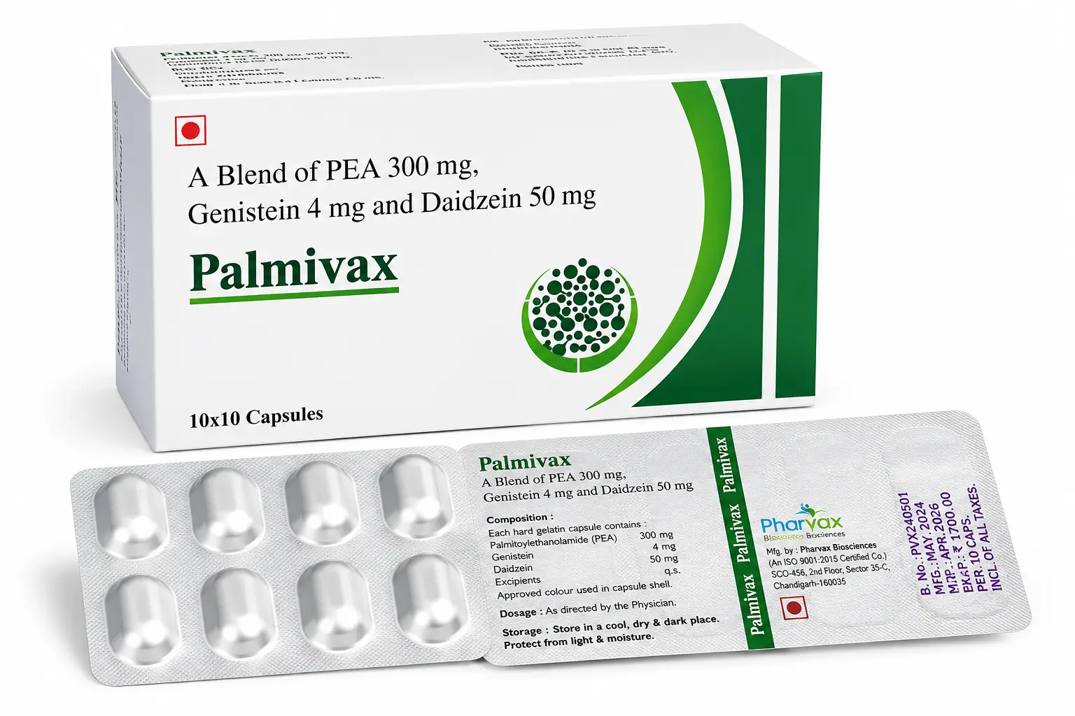 Palmivax PEA Genistein and Daidzein Capsules