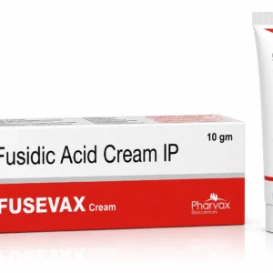Fusidic Acid Cream IP composition | FUSEVAX Cream by Pharvax Biosciences antibiotic cream tube and carton for bacterial skin infections, impetigo, infected cuts, wounds, and dermatitis